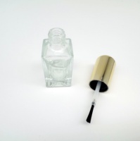 Flacon de vernis à ongles en verre transparent de 10 ml avec impression sérigraphique et estampage à chaud, bouchon à vis et pinceau