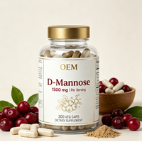 Capsules végétales de D-Mannose 1500mg, 200 unités, marque privée OEM, vente en gros, approvisionnement en vrac, marque personnalisée
