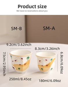 แก้วกาแฟเซรามิกดีไซน์เรโทรหรูหราเบาๆ แก้วขนมหวานแบบถือได้ สำหรับใช้เป็นของที่ระลึก - Product Image 3