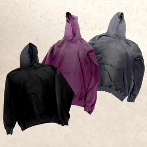 Sweat à capuche unisexe en molleton 100% coton, coupe classique, style streetwear vintage, effet délavé soleil et délavé à l'acide, effet usé, sans cordon, pour l'hiver - Product Image 1