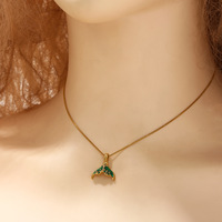 Kalung Liontin Ekor Putri Duyung Enamel Gaya Laut Emas Stainless Steel Sederhana Trendi Mewah Berlapis Emas 18K untuk Wanita dan Remaja Putri