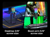 Microphone de jeu USB à condensateur RGB avec filtre anti-pop pour podcasting, streaming et enregistrement