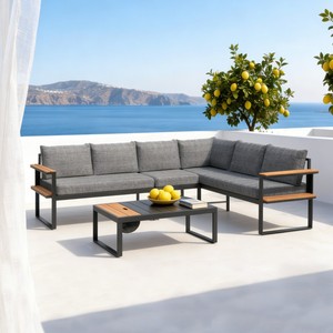 Ensemble <span class=keywords><strong>de</strong></span> canapés d'angle modulaires Dwoo 4 pièces pour patio, villa, hôtel, <span class=keywords><strong>jardin</strong></span>, <span class=keywords><strong>en</strong></span> forme <span class=keywords><strong>de</strong></span> L - Product Image 6