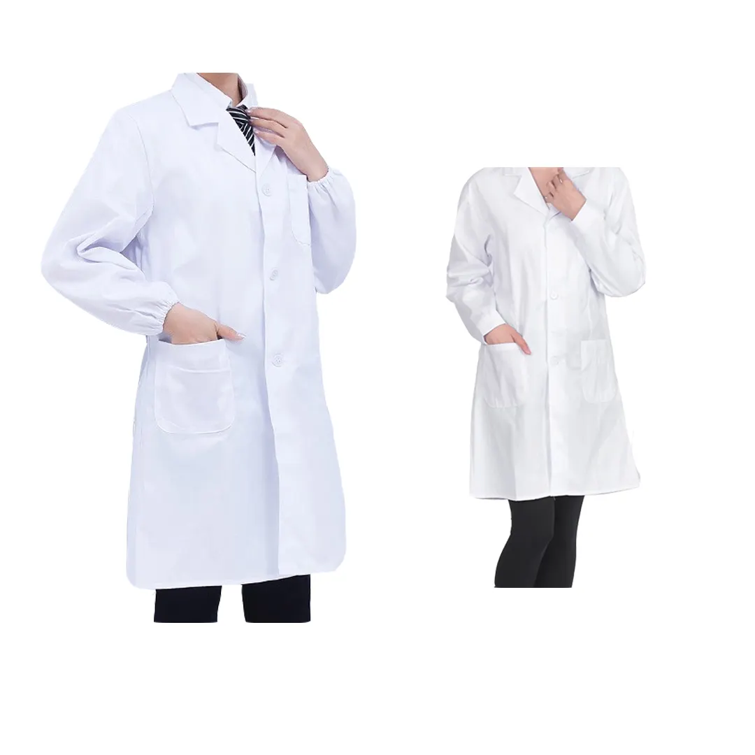 Bata de laboratorio profesional médica con bolsillos, manga larga personalizada, Unisex