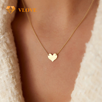 Collar de Oro Sólido de 14K con Colgante de Corazón, Personalizable con Grabado, Joyería Fina, Regalo de San Valentín