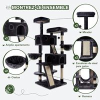 Arbre à chat en bois de luxe personnalisé OEM avec griffoirs en peluche pour tour multifonctionnelle pour chats avec poteaux à griffer et maisonnette pour chat