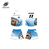 Maillot de basketball respirant de qualité supérieure à motif requin, style USA, ourlet incurvé, séchage rapide, évacuation de l'humidité, grandes tailles
