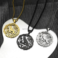 Collier Pendentif Corbeau en Acier Inoxydable, Pendentif Oiseau Noir et Argenté, Or 18K, avec Anneau de Suspension, Breloque Personnalisée