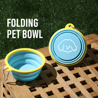Bol pliable en silicone pour animaux de compagnie - Style coréen - Color-block - Mangeoire portable pour chiens et chats