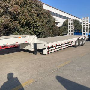 Semi-remorque à plateau bas à 4 essieux, plateforme basse rétractable avec échelle hydraulique, remorques de camion à vendre - Product Image 1