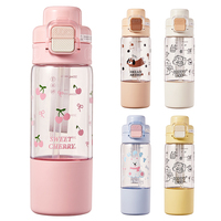 Fuquan Cute Bear Double Drink Plastic Cup New Style Water Cup for Girls Large Capacity Drop-Resistant Hot Thermal Insulation