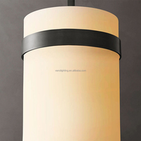 Lustre moderne en laiton et acier avec cylindre en verre, suspension pour plafond haut, chambre à coucher, salle à manger, lampe suspendue personnalisable