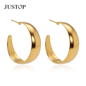 Trendy Hoop Waterproof Stainless Steel Gold Plated Hypoallergenic Women's <b>Earrings</b> Set-JUSTOP Brand MOQ 30 - Product Image 4
