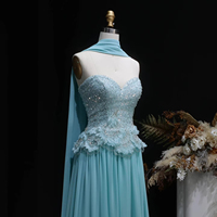 Robe de soirée élégante Lsz274 coupe trapèze avec écharpe, décolleté cœur, perles et fleurs 3D, robes de cérémonie pour femmes Jancember