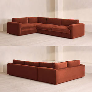 Canapé d'angle modulaire minimaliste nordique, taille personnalisable, cadre en bois massif, canapé en velours pour salon, adapté aux villas et aux hôtels - Product Image 4