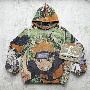 Anime Woven Tapestry <strong>Hoodie</strong> Blanket Tapestry Anime Cartoon Rugs Men's Heavyweight Cotton Trendy Unlined Hoodies - Product Image 5