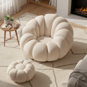 Sillón Giratorio, Sillón Reclinable Individual, Sillón de Descanso, Muebles de Salón de Terciopelo, Otomana, Sillón de Descanso Cómodo - Product Image 5