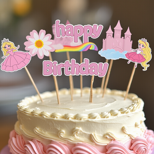 Principessa castello tema Cupcake Topper bambini <span class=keywords><strong>festa</strong></span> di <span class=keywords><strong>compleanno</strong></span> decorazioni torta ragazza bomboniere cartone animato 24 pz personalizzato - Product Image 5