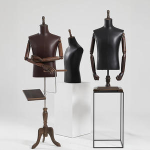 Maniquí masculino de cuero PU de calidad al por mayor, traje de Maniquí de busto masculino de medio cuerpo, vestido Formal de exhibición con pantalones, soporte para zapatos - Product Image 4