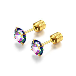 2024 différentes tailles 2-6mm coloré zircone pierre 18k plaqué or noir <span class=keywords><strong>pistolet</strong></span> plaqué acier inoxydable <span class=keywords><strong>Tragus</strong></span> boucles d'oreilles pour les femmes - Product Image 1