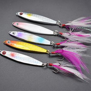 Señuelos Láser Sumergibles de 14g y 21g con Plumas y Anzuelos Triples, Señuelo Biónico para Pesca de Lubina, Uso en el Océano - Product Image 1