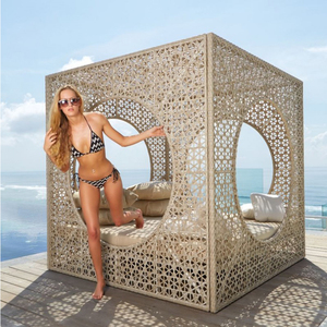 Lit de repos extérieur en rotin avec structure en aluminium moderne <span class=keywords><strong>Bali</strong></span>, résistant à l'eau, pour la cour et l'hôtel - Product Image 2