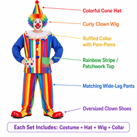 Costume de Clown Effrayant pour Adulte, Déguisement d'Halloween, Fournisseur en Gros, Commande en Gros, Livraison Rapide