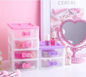 Scatola portaoggetti rosa carina scatola portaoggetti multistrato da tavolo per bambina con maniglia organizer da tavolo cassettiera in plastica - Product Image 2