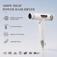 Appareil professionnel de séchage des cheveux pliable, ionique, 1800 watts, infrarouge lointain, séche-cheveux haute vitesse, sèche-cheveux personnalisé