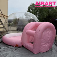 Tente Gonflable Transparente Rose en Forme de Dôme, Maison Transparente pour Fête d'Anniversaire d'Enfants et Séance Photo en Plein Air