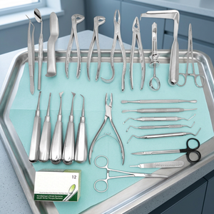 Kit d'instruments chirurgicaux dentaires professionnels en acier inoxydable de qualité supérieure, 25 pièces, pour extraction dentaire majeure, manuel, Zarnab Surgical CE Classe I - Product Image 3