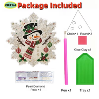 Lot de 2 kits de pendentifs acryliques DIY de Noël avec peinture diamantée 5D, motif attrape-soleil Bonhomme de neige et Sapin de Noël, ornements suspendus en strass