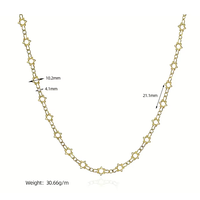 Collier chaîne cubaine en laiton brut, forme étoile, style hip-hop, bijoux de mode pour homme et femme, vente en gros