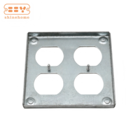 Cache-prise double carré en acier galvanisé de 4 po, plaque de sortie surélevée à 2 postes de 3/8 po 8371 pour boîtiers American Standard