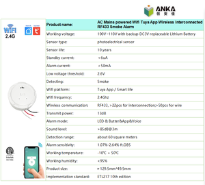 Hub di Sicurezza Antincendio WiFi Anka, Sistema di Allarme Fotoelettrico, Dispositivi Collegabili, Rilevatore di Incendio Domestico - Product Image 3