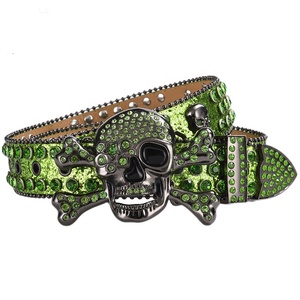 Skull Head Buckle Colors Bling Bling Fashion PU Leather Men's Jeans Punk Studded Rhinestones <strong>Belts</strong> For Woman - Product Image 4