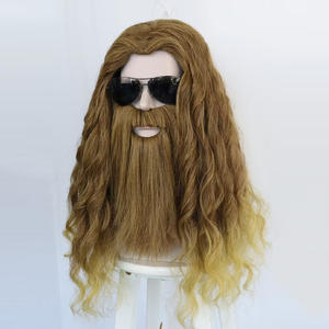 Peluca de Halloween de los Vengadores, Barba y Cabello de Thor, Conjunto de Cosplay Estilo Cavernícola, Gorro Pequeño Resistente al Calor con Cabello Rubio Largo - Product Image 4