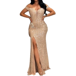 เดรสเซ็กซี่เปิดไหล่ข้างเดียว แต่งเลื่อม ผ่าสูง สำหรับผู้หญิง แฟชั่นสุดฮิต ลดราคา - Product Image 5