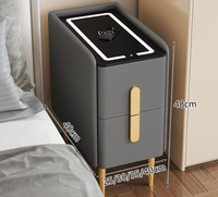 Table de chevet intelligente avec chargeur sans fil, serrure à empreinte digitale, armoire de rangement multifonctionnelle, meuble compact pour la maison