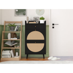 Armario de Ratán Allen de 2 Puertas y 1 Cajón, Zapatero de Doble Capa para Entrada - Product Image 2
