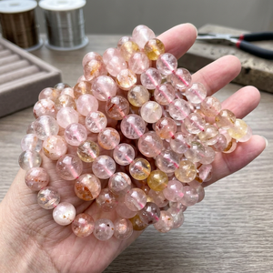 Bracelet en Agate Fleur de Cerisier Naturelle, Cristal de Guérison Poli, Magnifique Design Thème Amour pour Femme - Product Image 3