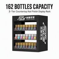 Présentoir à vernis à ongles 3 niveaux personnalisable, autoportant, en métal et acrylique, capacité 162 flacons pour salon de beauté et vente au détail