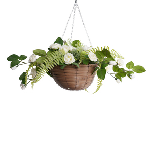 Décoration de jardin LUYI - Herbe artificielle violette résistante aux UV, durable, en plastique, suspendue dans un panier en fibre de coco - Product Image 4