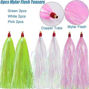 Señuelos <span class=keywords><strong>de</strong></span> Pesca con Cola <span class=keywords><strong>de</strong></span> Ciervo, Anzuelos para Agua Salada y Lagos/Ríos, Señuelo para Lingueta y Mero, Aparejos <span class=keywords><strong>de</strong></span> Pesca con Mylar, Aparejo Alto-Bajo - Product Image 6