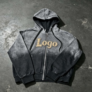 เสื้อฮู้ดดี้ผู้ชาย สกรีนโลโก้ได้ 500 GSM หนานุ่ม สไตล์วินเทจ ซันเฟด ซิปหน้า แต่งลายปักแบบดิสเทรส - Product Image 5