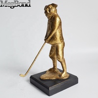 Figurine de joueur de golf en fonte dorée antique Megbond G0669-1, décorative, artisanat métallique, art sportif de table