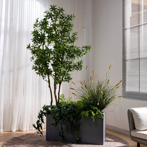 Jardinera Rectangular Grande de 36 Pulgadas con Plantas Tropicales Artificiales, Planta Artificial de Ave del Paraíso en Maceta para Decoración de Oficina o Patio - Product Image 2