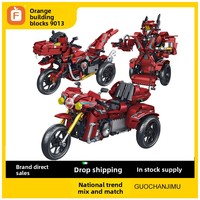 Bloques de Construcción, Motocicleta Mecánica Deslizante, Kit de Ensamblaje de Plástico ABS, Transformación de Tres Modos, Juguete para Niños