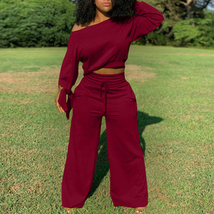 Commercio all'ingrosso della fabbrica primavera autunno inverno sportivo Streetwear vestito felpa e pantaloni larghi larghi pantaloni della tuta da <span class=keywords><strong>donna</strong></span> set - Product Image 1