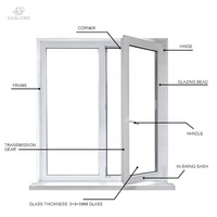 Fabricante Líder en China de Ventanas de Vinilo de Repuesto, Ventana Abatible de Doble Hoja con Perfil de PVC, Ventana y Puerta de UPVC
